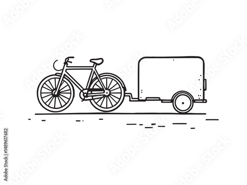 Bike Trailer vector line art