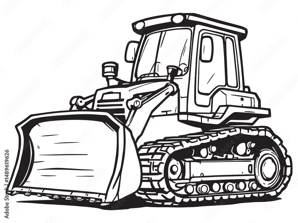 Naklejka premium Bulldozer vector line art