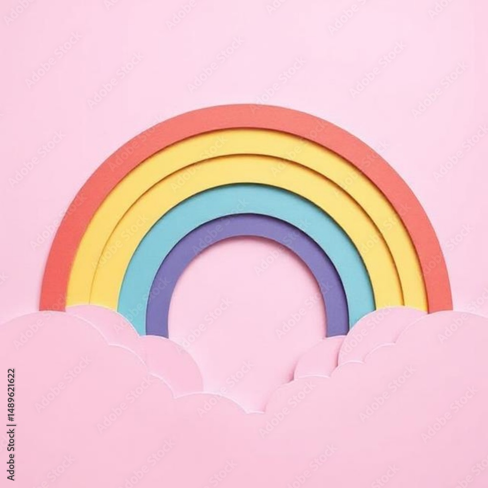 Obraz premium Rainbow Paper Cut Background in Pastel