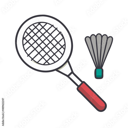 Badminton Rackets Symbol Representing Sports Equipment and Recreational Play