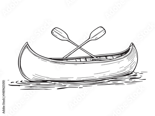 Canoe vector line art