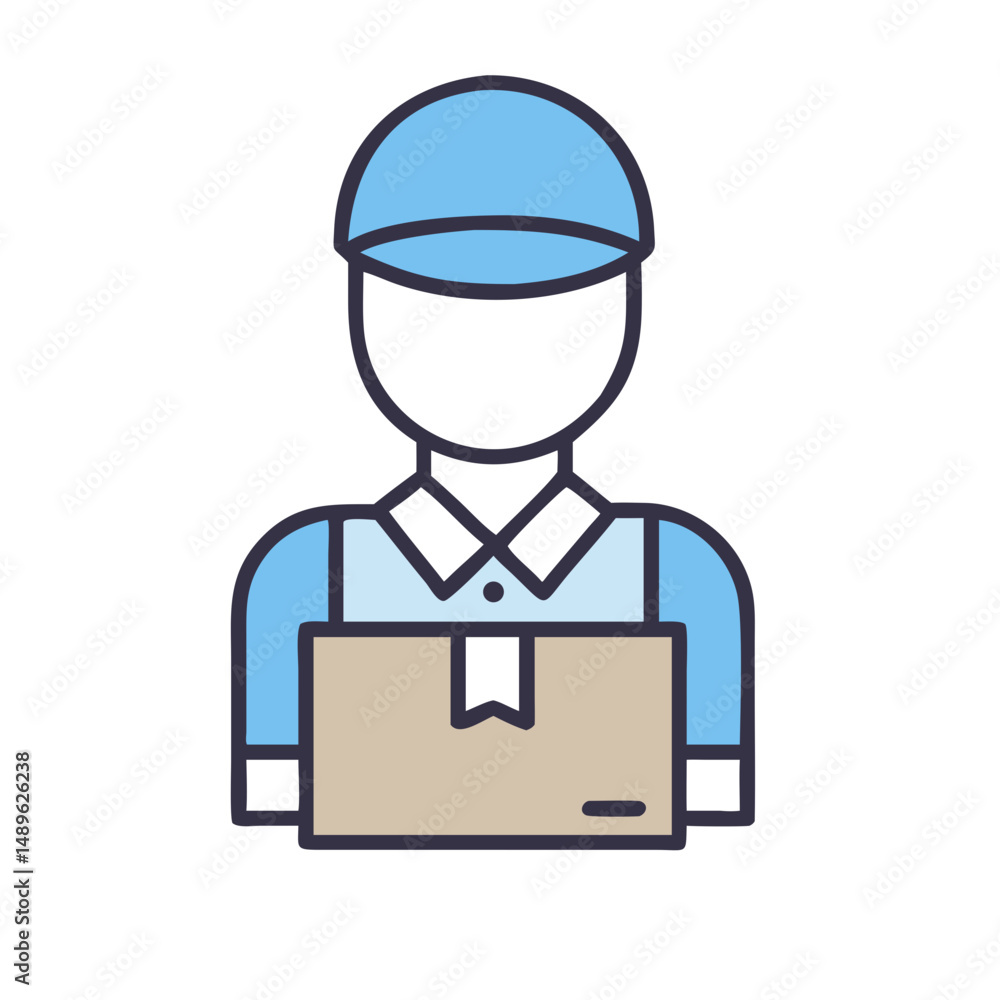 Delivery Man Icon Representing Courier Service and Package Distribution Delivery Man Icon Representing Courier Service and Package Distribution
