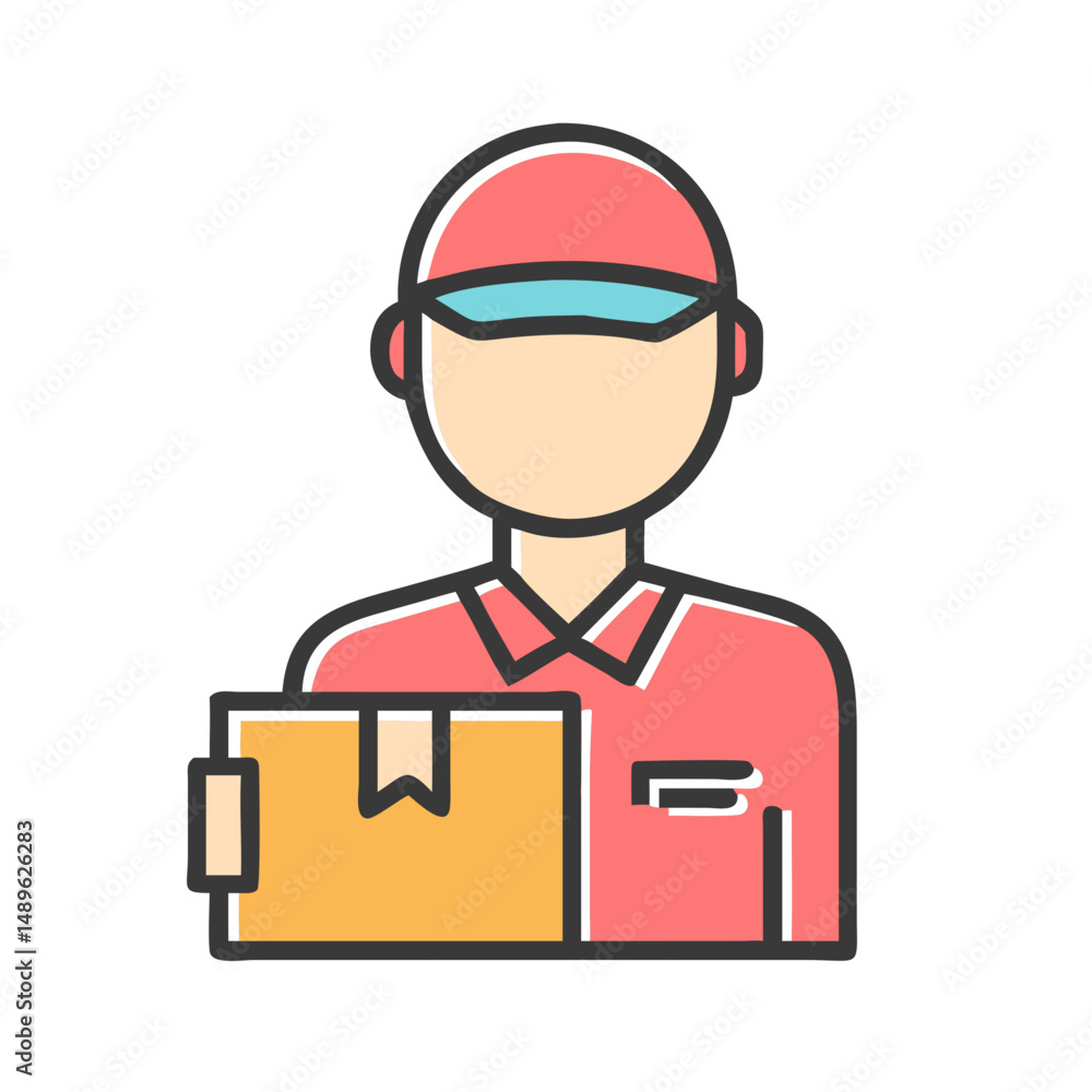 Delivery Man Icon Representing Courier Service and Package Distribution Delivery Man Icon Representing Courier Service and Package Distribution