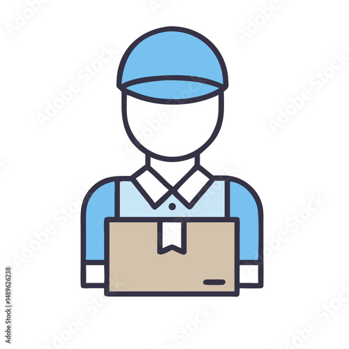 Delivery Man Icon Representing Courier Service and Package Distribution