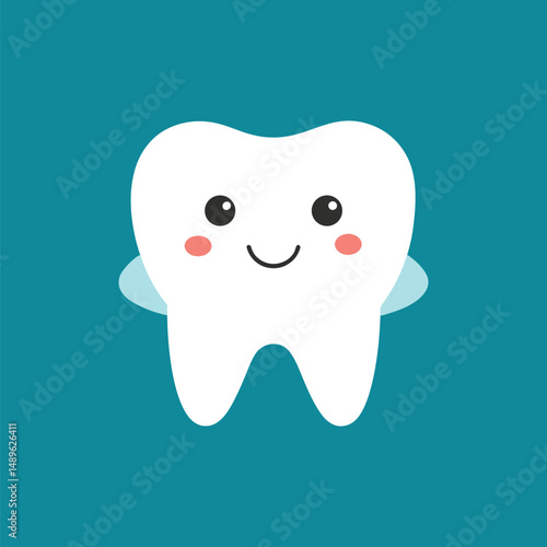 Pediatric Friendly Tooth Icon with Rounded Edges