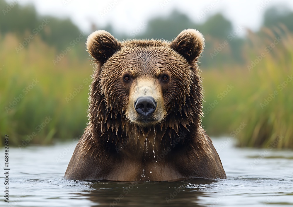 Grizzly bear in shallow water Grizzly bear in shallow water