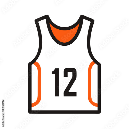 Jersey with Number Icon Representing Team Uniform and Sports Apparel