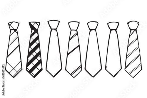 Silk Necktie line art and black color