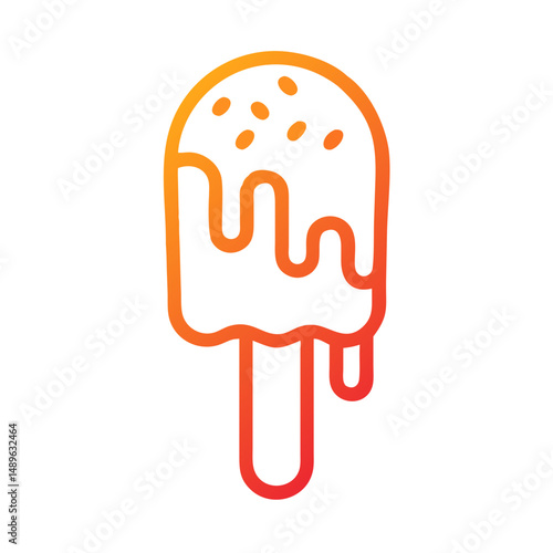 Melting Ice Cream Icon Representing Hot Weather and Dessert Spoilage