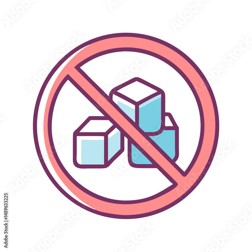 No Sugar Icon Representing Sugar-Free Food and Dietary Alert