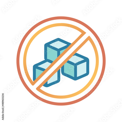 No Sugar Icon Representing Sugar-Free Food and Dietary Alert