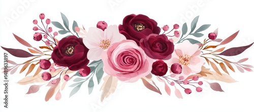 Elegant Floral Arrangement with Deep Red and Soft Pink Blooms