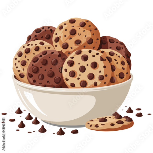 Healthy oatmeal cookies in decorative vase isolated vector illustration on white background