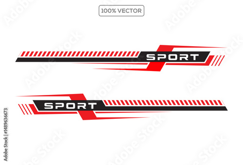 set of Side car body vector stripes decal. Vehicle vector decal stripes for the both parts. vector illustration element
