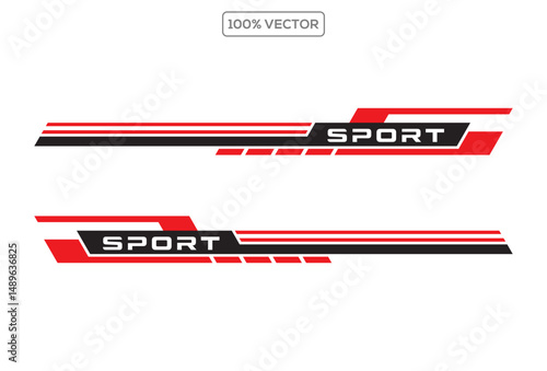 set of Side car body vector stripes decal. Vehicle vector decal stripes for the both parts. vector illustration