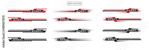 set of Side car body vector stripes decal. Vehicle vector decal stripes for the both parts. vector illustration element design