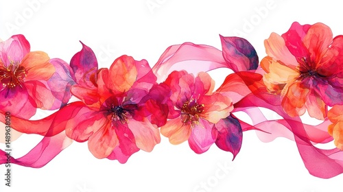 Vibrant Watercolor Floral Arrangement with Delicate Swirls of Color