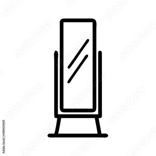 Standing Mirror Icon Representing Full-Length Reflection and Home Furniture