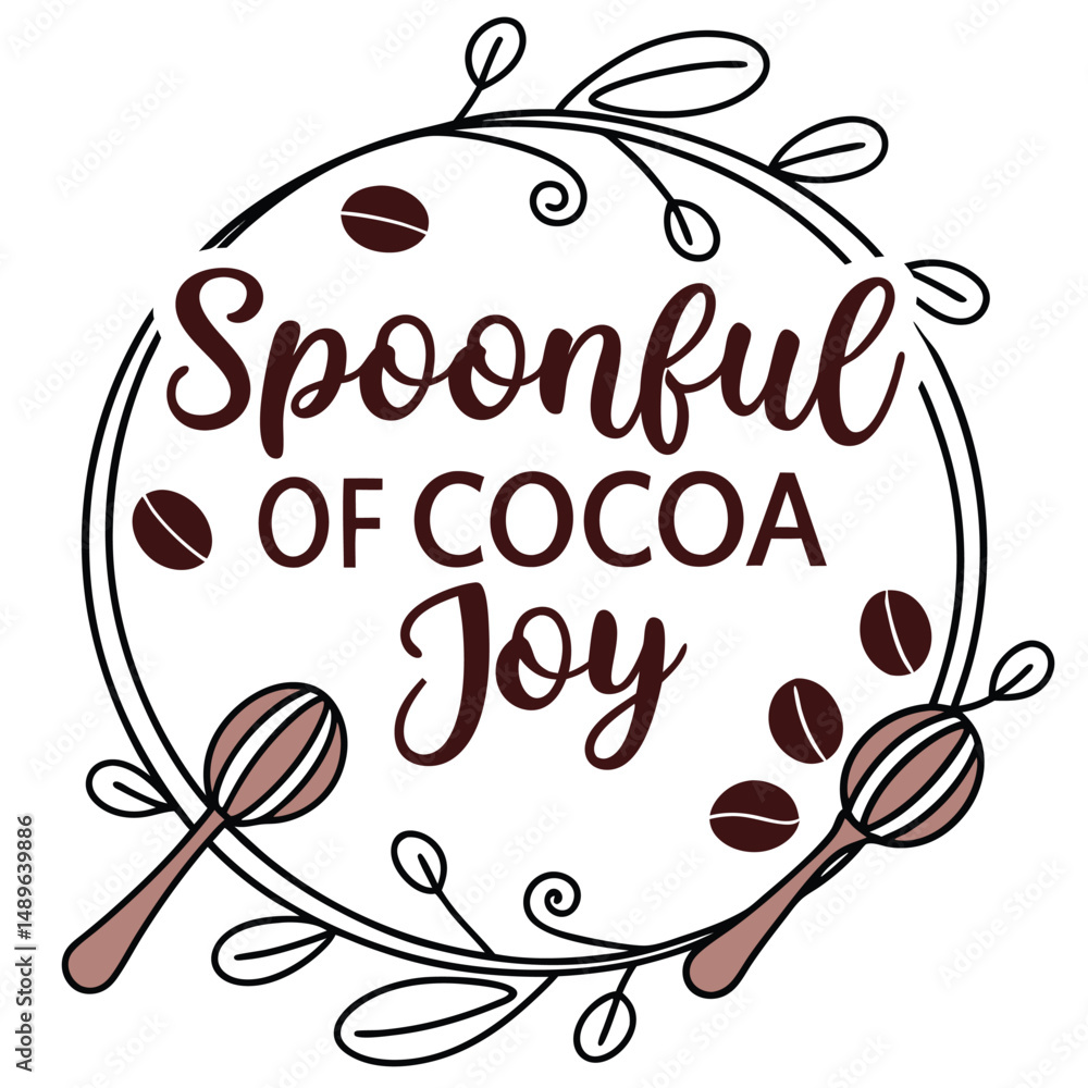 Fototapeta premium Spoonful of Cocoa Joy Sweet and Delightful Chocolate Typography