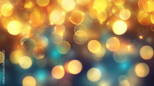 Soft Focus Bokeh Background with Warm Golden and Blue Lights