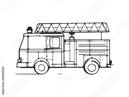 Fire Truck vector line art