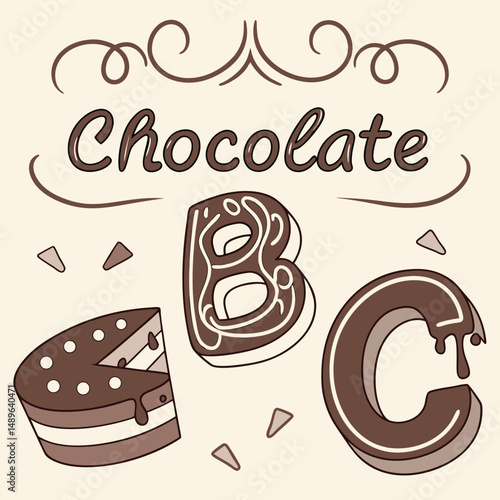 Sweet Letter Shapes with Rich Chocolate Texture  Delicious Typography Design

