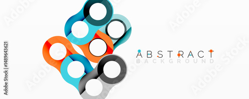 Bright colorful circles overlap, creating modern abstract design. White background enhances visual impact. Simple, clean aesthetic.