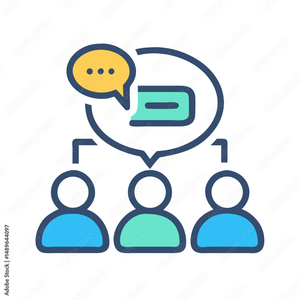 Team Discussion Icon Representing Group Feedback and Collaborative Communication Team Discussion Icon Representing Group Feedback and Collaborative Communication