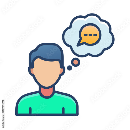 Thinking Person Icon Representing Idea Generation and Mental Focus