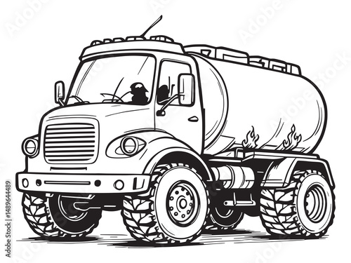 Fuel Truck vector line art