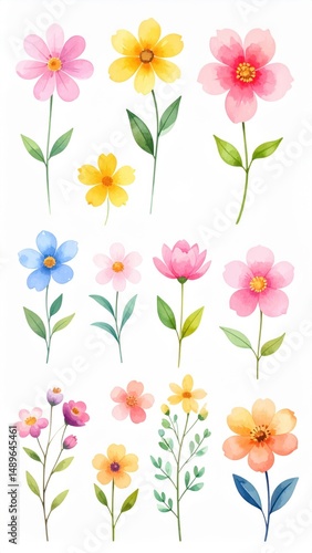 Simple Watercolor Flower Set