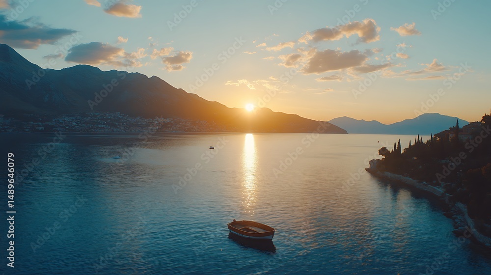 Scenic sunset over tranquil bay Scenic sunset over tranquil bay