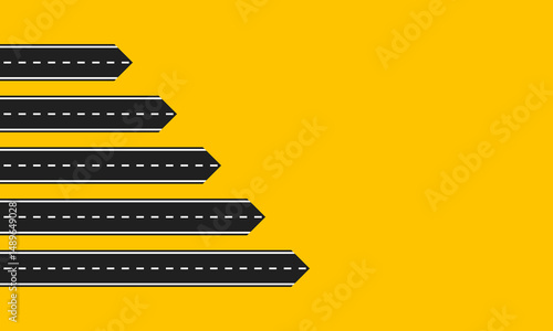 many arrows moving to one goal, different plans vector concept