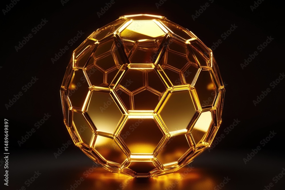 Naklejka premium Golden, Honeycomb-like Sphere