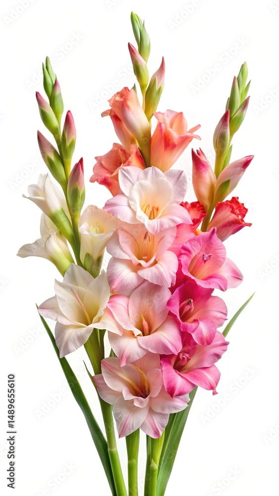 Obraz premium Elegant Bouquet of Gladiolus Flowers in Shades of White, Pink and Orange