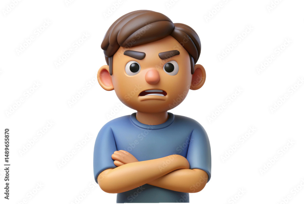 PNG Animated male character with arms crossed and angry expression PNG Animated male character with arms crossed and angry expression