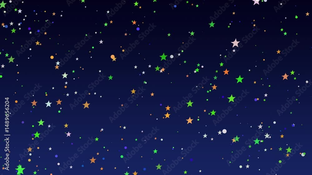 Animated stars in colors indian flag on blue sky background. Happy national holiday, india independence day. Cartoon night starry sky. For banners, social media, greeting cards. Seamless loop 4k