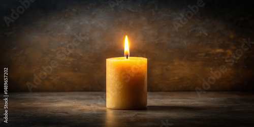Glowing Candle Flame on Black Background Remembrance Theme