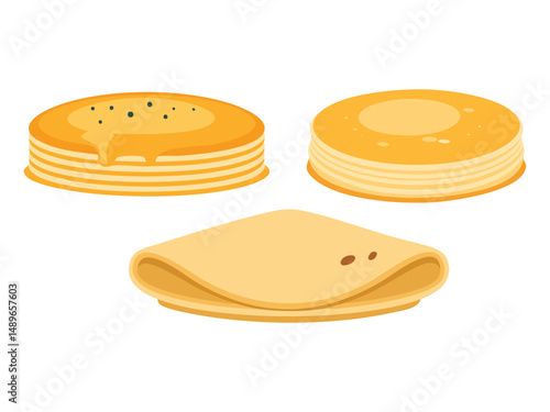 vector illustration of a russian food Blini (Thin Pancakes, Sometimes Rolled with Sweet or Savory Fillings)