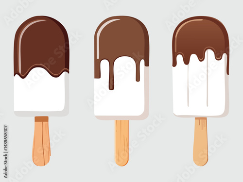 vector illustration of a russian food Eskimo (Ice Cream Bar Coated in Chocolate)