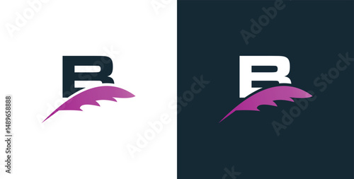 Initial B letter logo and feather symbol. Feather design elements, Initial B letter logo icon, Initial Logo Template