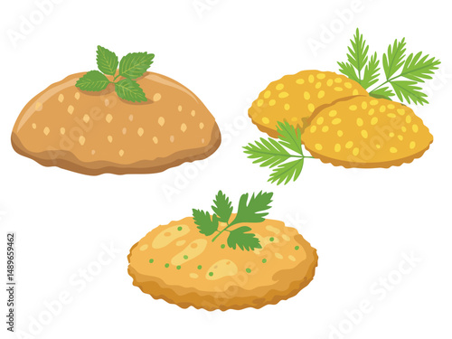 vector illustration of a russian food Kotlety (Russian-Style Minced Meat Patties, Similar to Cutlets)
