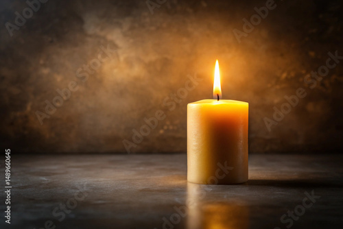 Glowing Candle Flame on Black Background Remembrance Theme