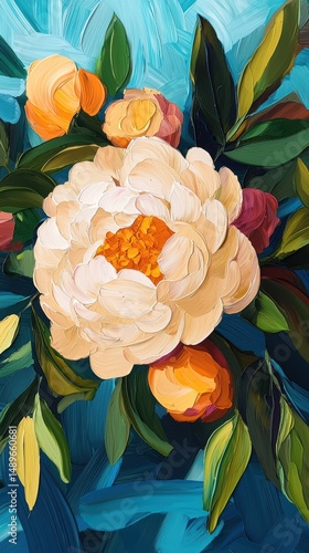 Beautiful Peony Flowers with Vibrant Colors and Textured Background