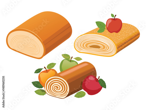 vector illustration of a russian food Pastila (Fruit Confection Similar to Marshmallow, Made from Apples)