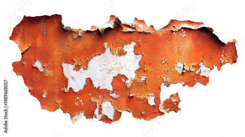 a peeling orange paint on a white wall