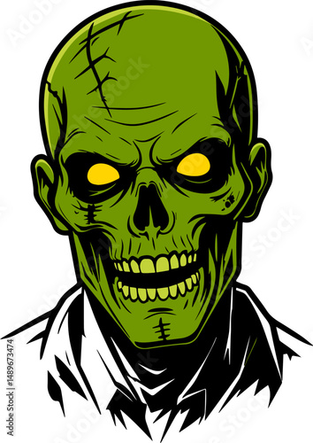 illustration of scary zombie face