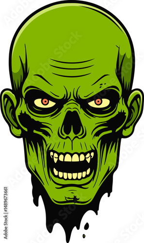 illustration of scary zombie face