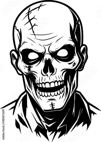 illustration of scary zombie face