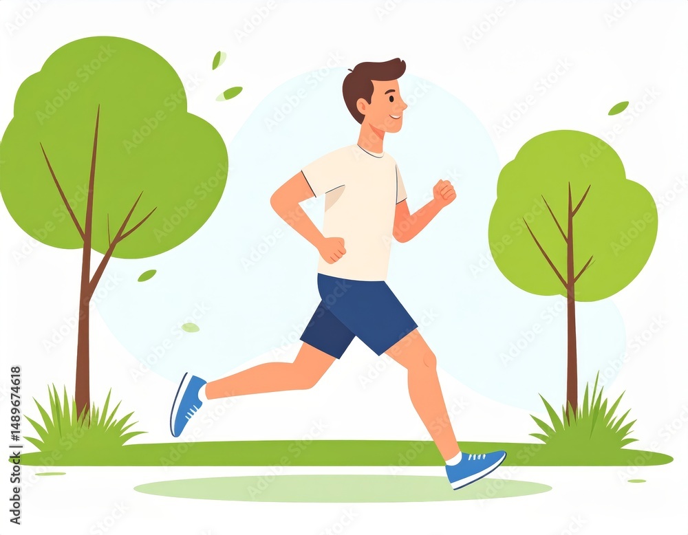A stick figure jogging outdoors, enjoying cardiovascular exercise A stick figure jogging outdoors, enjoying cardiovascular exercise